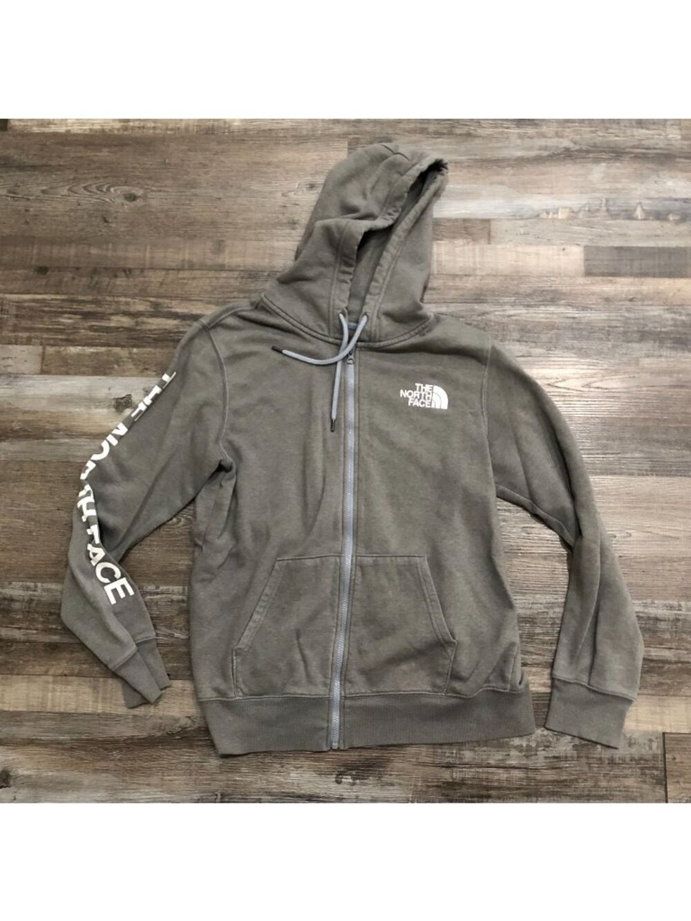 The North Face Mens Medium Gray Full Zip Hoodie Sweatshirt
